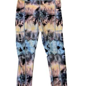 2/20 INFINITE PERFORMANCE LEGGING in pastel tie dye print, SIZE MEDIUM pockets